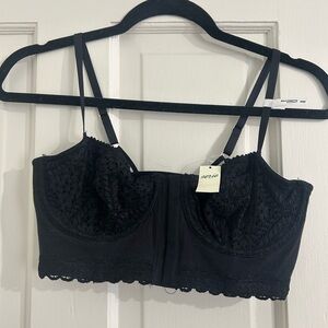 Aerie Black Lace Longline Balconette Bra